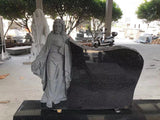 JET BLACK GRANITE SCULPTED HEADSTONE The Memorial Man.