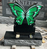 EconoMonument™ Butterfly Headstone Grave Marker - Black Granite The Memorial Man.