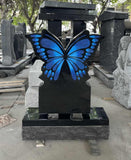 EconoMonument™ Butterfly Headstone Grave Marker - Black Granite The Memorial Man.