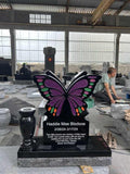 EconoMonument™ Butterfly Headstone Grave Marker - Black Granite The Memorial Man.
