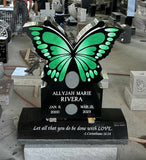 Custom Butterfly Headstone Memorial – Black Granite Grave Marker
