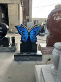 Custom Butterfly Headstone Memorial – Black Granite Grave Marker