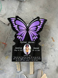 Custom Butterfly Headstone Memorial – Black Granite Grave Marker