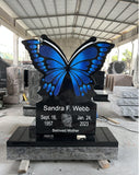 Custom Butterfly Headstone Memorial – Black Granite Grave Marker