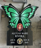 Custom Butterfly Headstone Memorial – Black Granite Grave Marker