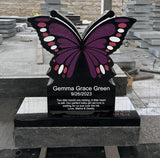 Custom Butterfly Headstone Memorial – Black Granite Grave Marker