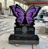 Custom Butterfly Headstone Memorial – Black Granite Grave Marker