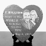 Laser-Engraved Slate Heart Memorial Stone – 9"x9" Temporary Grave Marker
