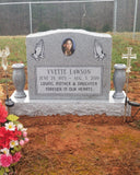 Blue Ridge Granite Single Upright Headstone with Porcelain Portrait and Flower Vases The Memorial Man.