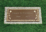 SINGLE BRONZE GRAVE MARKER 24X12 BRONZE ON 28X16 BASE The Memorial Man.
