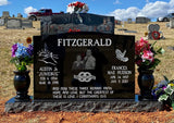 COMPANION JET BLACK UPRIGHT HEADSTONE WITH VASES The Memorial Man.