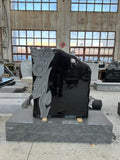 SCULPTED SUNFLOWER JET BLACK GRANITE HEADSTONE