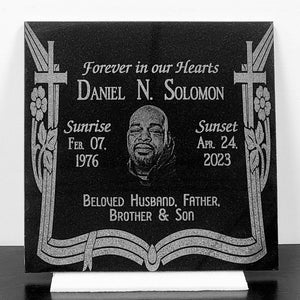 Laser Engraved Black Granite Flat Headstone Tile Memorial The Memorial Man.
