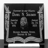 Laser Engraved Black Granite Flat Headstone Tile Memorial The Memorial Man.