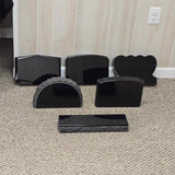 Black Granite Mini Heart Headstone, Pet Memorial Stone, Temporary Grave Marker, Cemetery Footstone