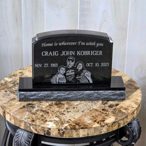 Black Granite Mini Headstone Memorial – Cemetery Gravestone & Garden Marker