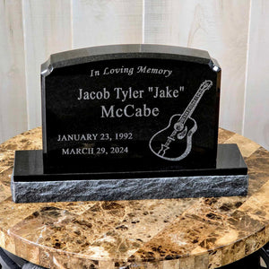 Black Granite Mini Headstone Memorial, Cemetery Gravestone, Garden Memorial Marker