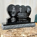 Black Granite Mini Heart Headstone, Pet Memorial Stone, Temporary Grave Marker, Cemetery Footstone