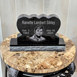 Black Granite Mini Heart Headstone, Pet Memorial Stone, Temporary Grave Marker, Cemetery Footstone