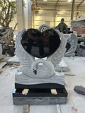 Sculpted Black Granite Swan Headstone Memorial