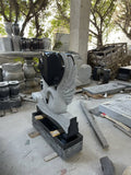 Sculpted Black Granite Swan Headstone Memorial