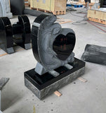 EconoMonument™️ Sculpted Black Granite Angel Headstone Memorial