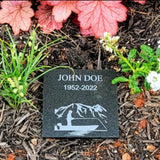 6"x6" Laser-Engraved Black Granite Tile Memorial – Small Grave Marker