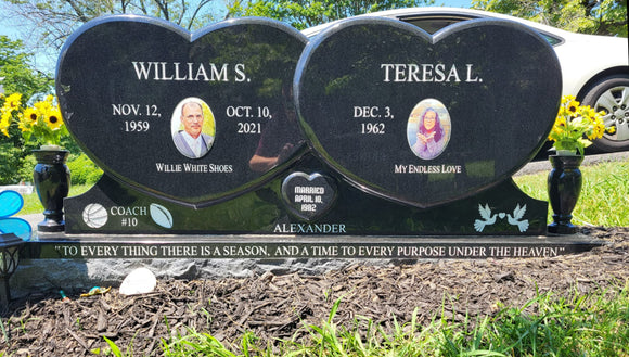 Companion Jet Black Heart Headstone