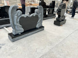 Double Sculpted Angel Companion Upright Headstone