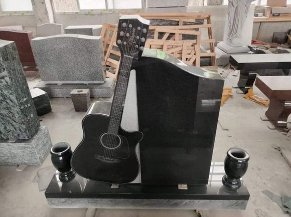 Black Granite Guitar Headstone The Memorial Man.