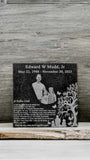 Laser Engraved Black Granite Flat Headstone Tile Memorial