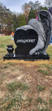 JET BLACK SCULPTED ANGEL HEADSTONE