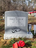 Gray Granite Single Upright Headstone with Flower Vase The Memorial Man.