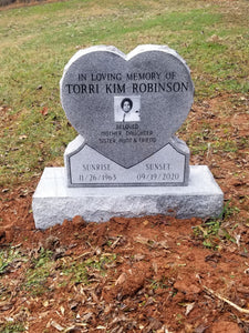 Single Upright Heart Cemetery Headstone Memorial with Photo The Memorial Man.