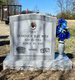 Gray Granite Single Upright Headstone with Flower Vase The Memorial Man.