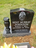 Economic Jet Black Granite Single Upright Headstone with Etched Photo and Vase The Memorial Man.
