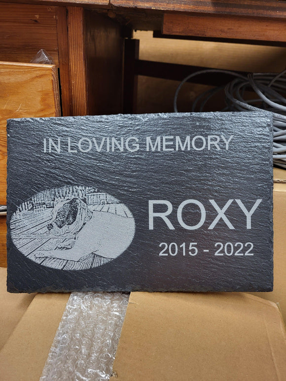 Laser Engraved Slate Rectangle Pet Memorial Stone 11x7 R The Memorial Man.