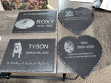 Laser Engraved Slate Heart Pet Memorial Stone 9x9 The Memorial Man.