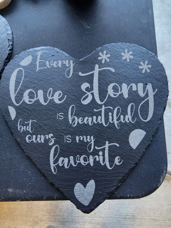 Laser Engraved Slate Heart Stone 9x9 The Memorial Man.