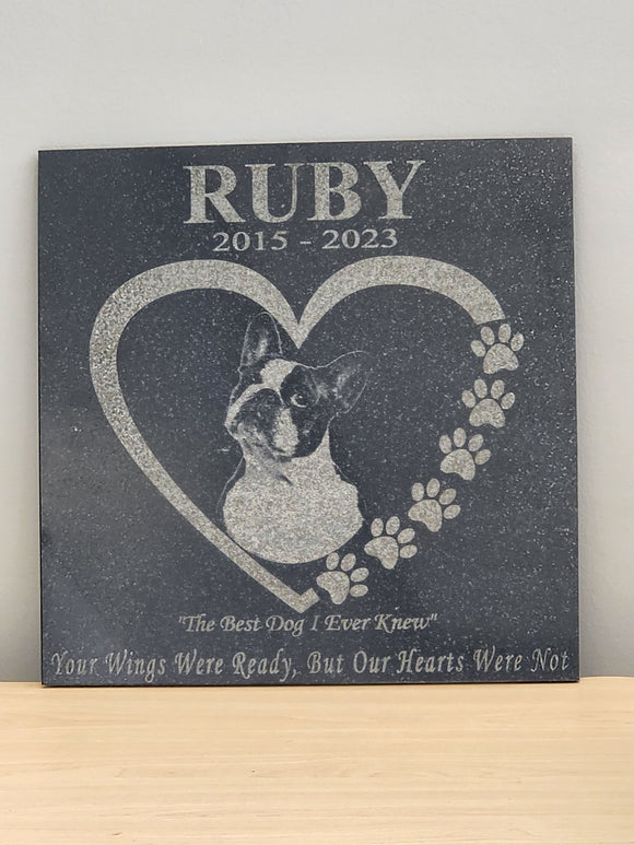 Laser Engraved Black Granite Flat Headstone Tile Memorial The Memorial Man.