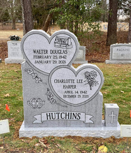 Stacked Companion Heart Headstone Memorial The Memorial Man.