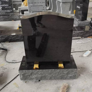Jet Black Granite Single Upright Headstone Memorial 20x22 All Polish Top on 30" Base The Memorial Man.