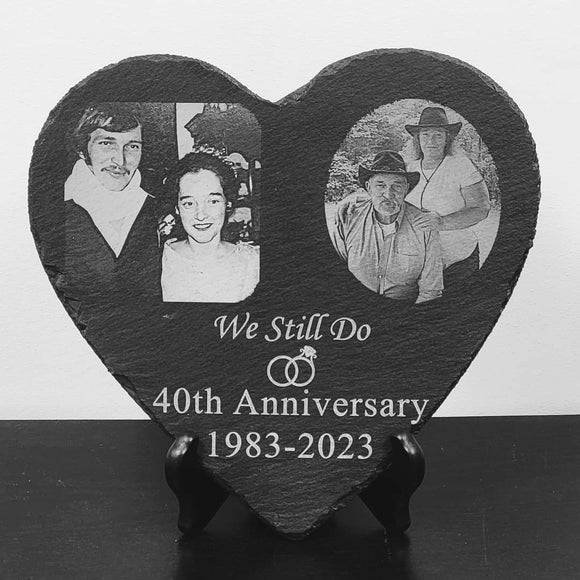 Laser Engraved Slate Heart Memorial Stone 9x9