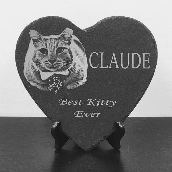 Laser Engraved Slate Heart Memorial Stone 9x9