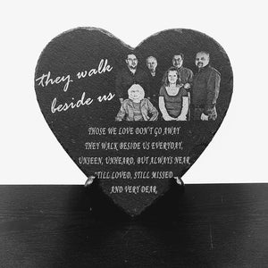 Laser Engraved Slate Heart Memorial Stone 9x9