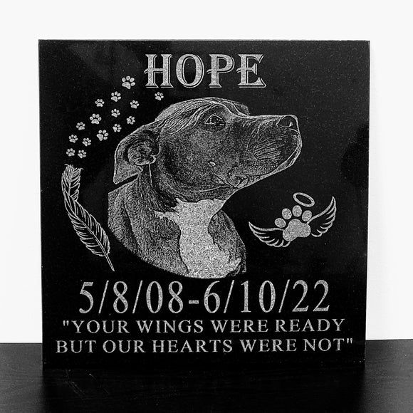 Laser Engraved Black Granite Flat Headstone Tile Memorial