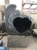 Jet Black Angel Heart Headstone Memorial