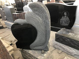 Jet Black Angel Heart Headstone Memorial