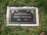 SINGLE BRONZE GRAVE MARKER 24X12 BRONZE ON 28X16 BASE The Memorial Man.