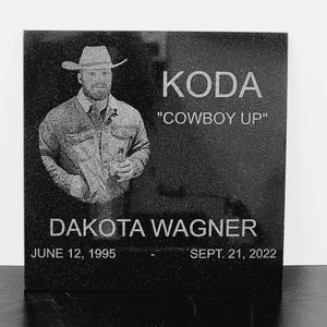 Laser Engraved Black Granite Flat Headstone Tile Memorial The Memorial Man.